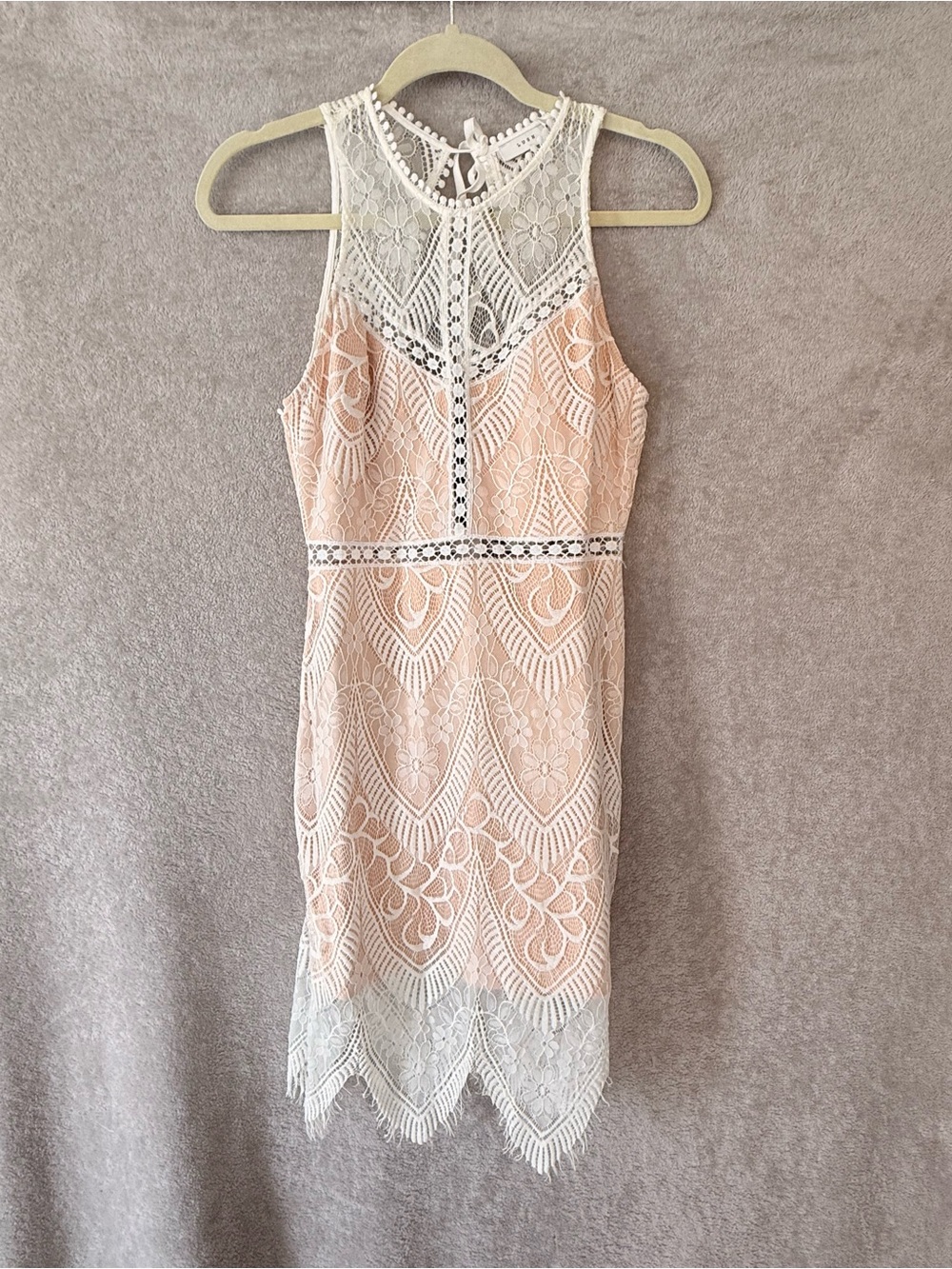 Lush Ivory Lace Bodycon Mini Dress